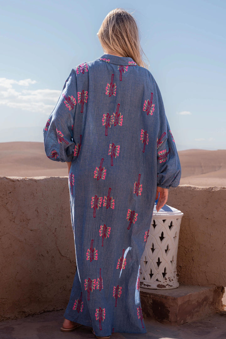 Robe Chemise Longue Fluide Nepal - Taille unique / Bleu