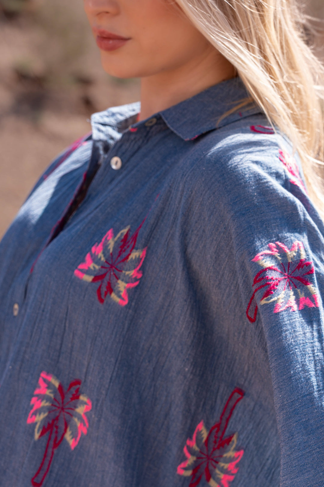 Robe Chemise Longue Fluide Nepal - Taille unique / Bleu