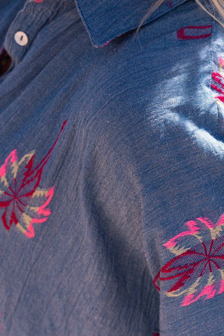 Robe Chemise Longue Fluide Nepal - Taille unique / Bleu