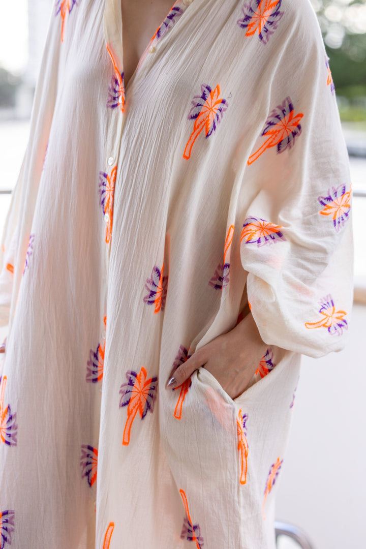 Robe Chemise Longue Fluide Nepal - Taille unique / Ecru