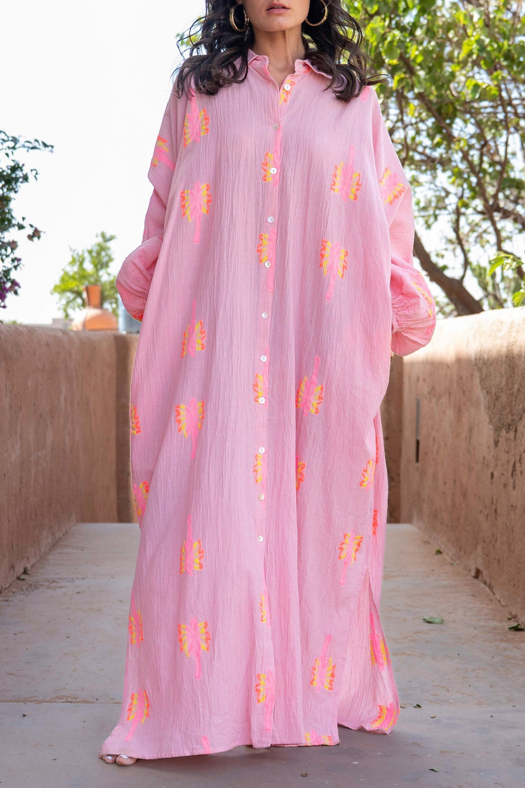 Robe Chemise Longue Fluide Nepal - Taille unique / Rose