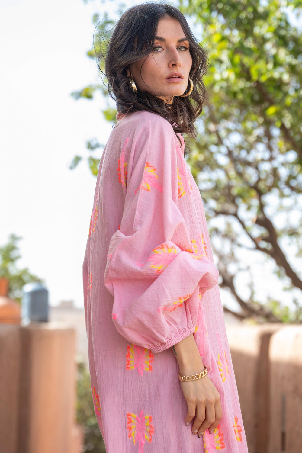 Robe Chemise Longue Fluide Nepal - Taille unique / Rose