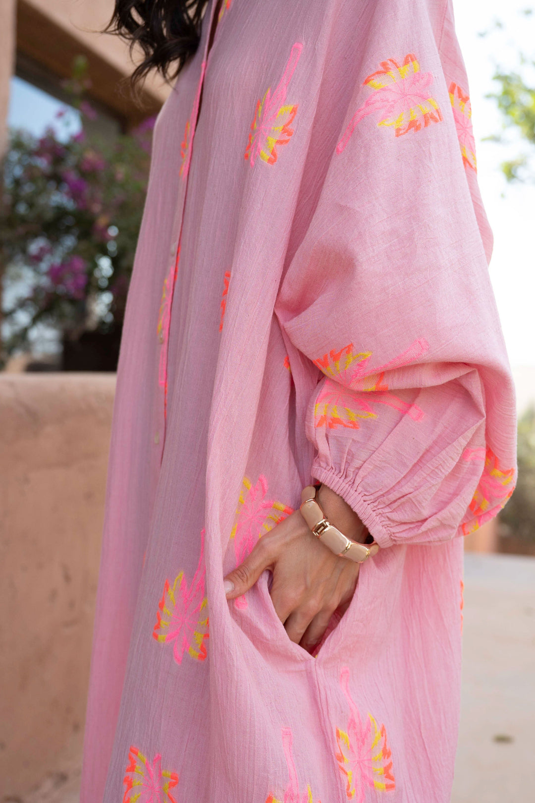 Robe Chemise Longue Fluide Nepal - Taille unique / Rose