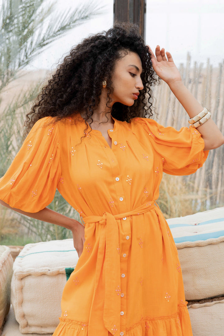 Robe Courte Boutonnée à Sequins Nimi - Robes