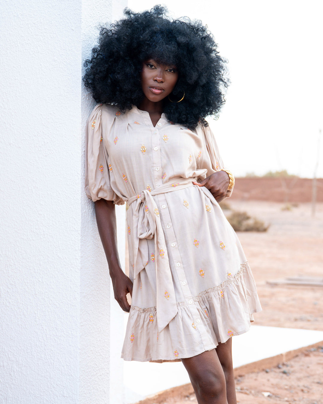 Robe Courte Boutonnée à Sequins Nimi - Robes
