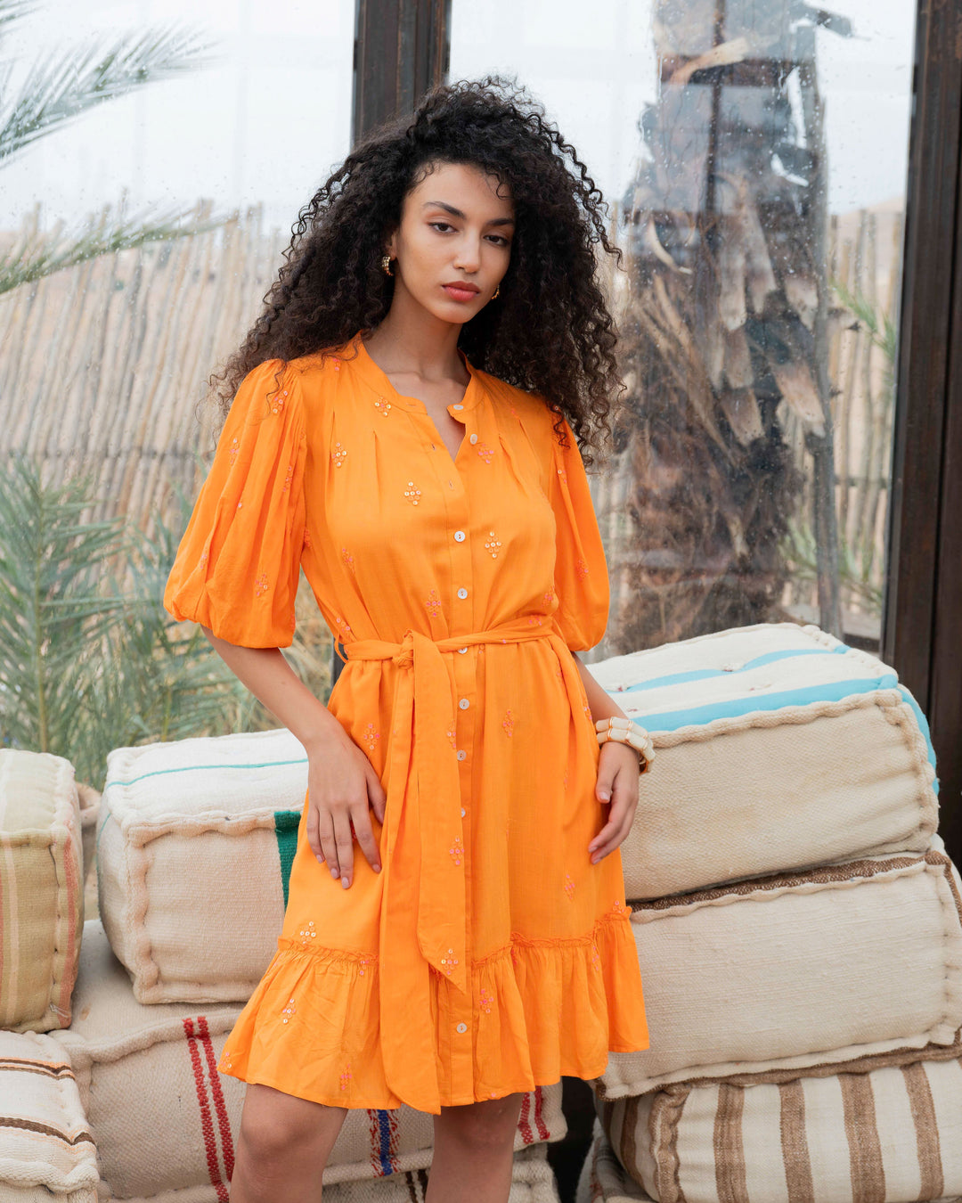 Robe Courte Boutonnée à Sequins Nimi - Robes