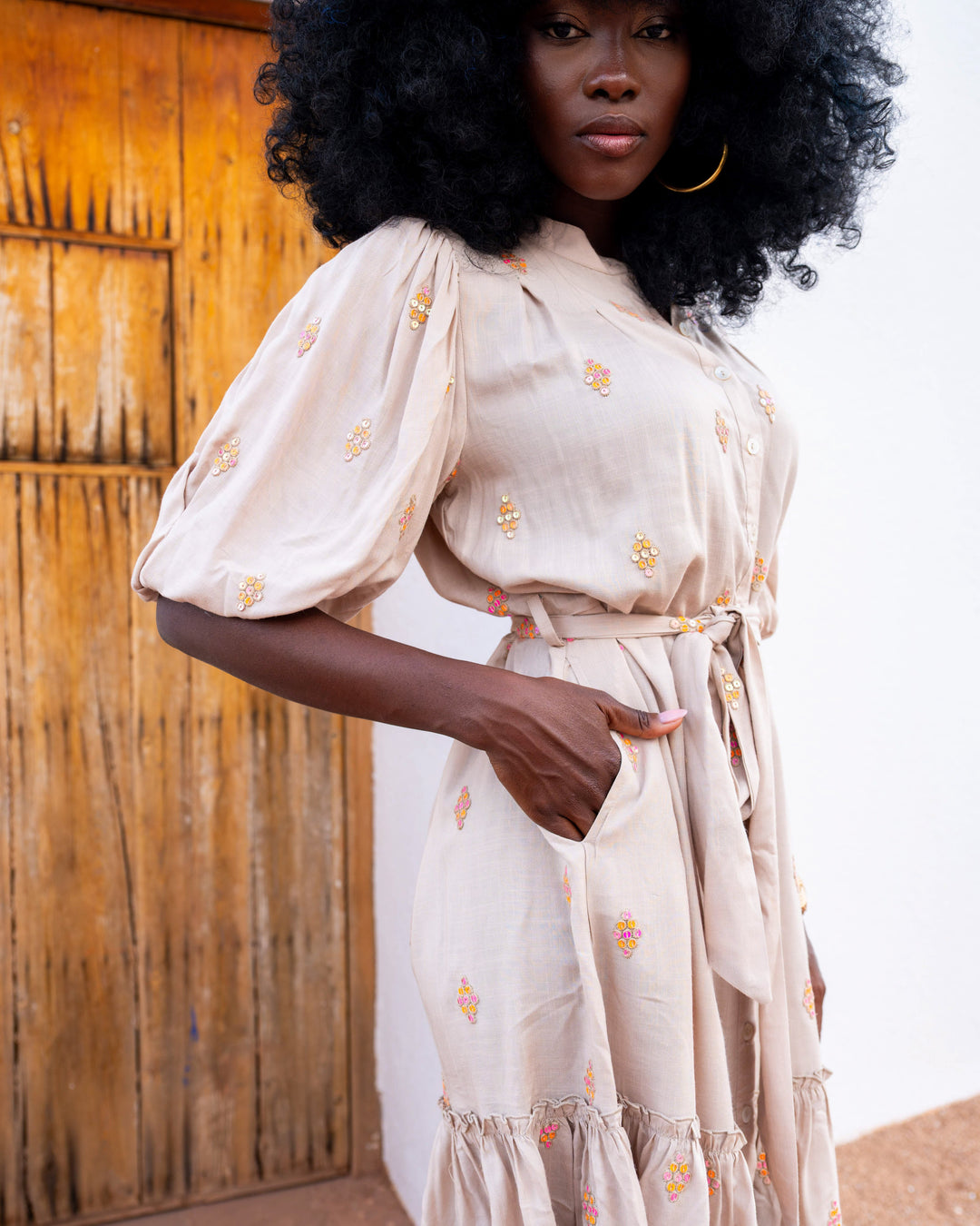 Robe Courte Boutonnée à Sequins Nimi - Robes