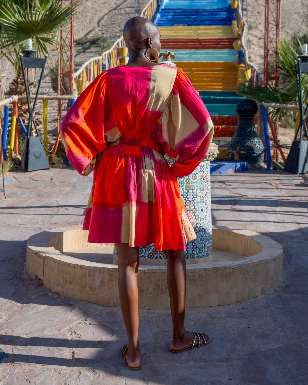 Robe Courte Col V Kanita - Taille unique: 36 au 42 / Orange