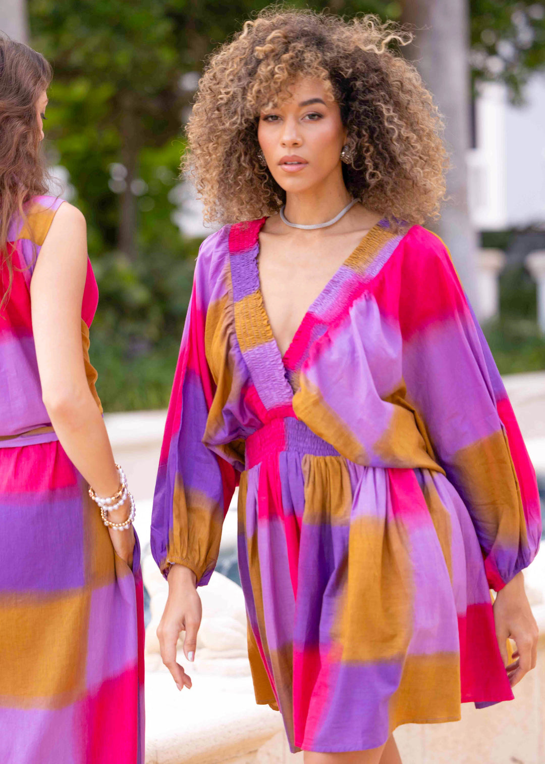 Robe Courte Col V Kanita - Taille unique: 36 au 42 / Violet