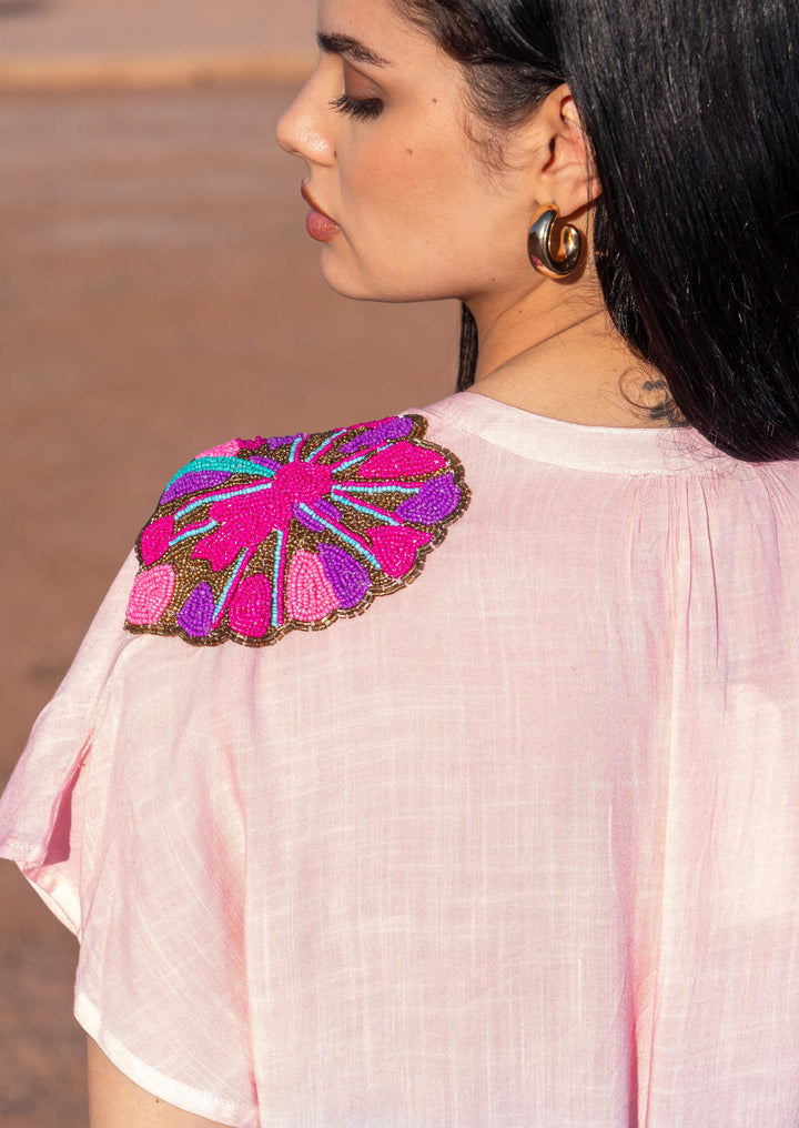 Robe Courte Fluide à Détails Brodés Juba - Taille unique: