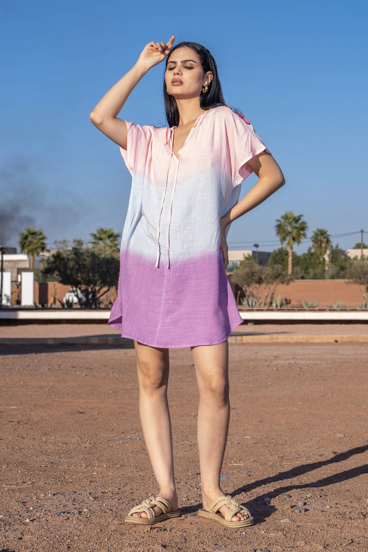 Robe Courte Fluide à Détails Brodés Juba - Taille unique: