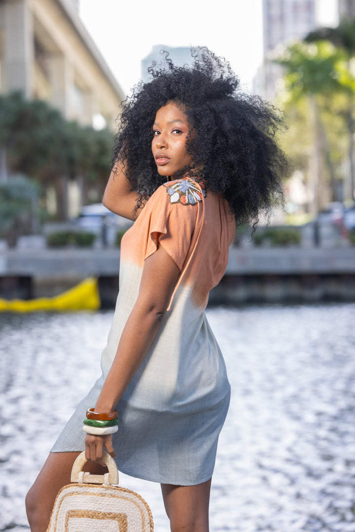 Robe Courte Fluide à Détails Brodés Juba - Taille unique: