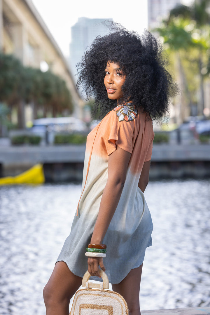 Robe Courte Fluide à Détails Brodés Juba - Taille unique: