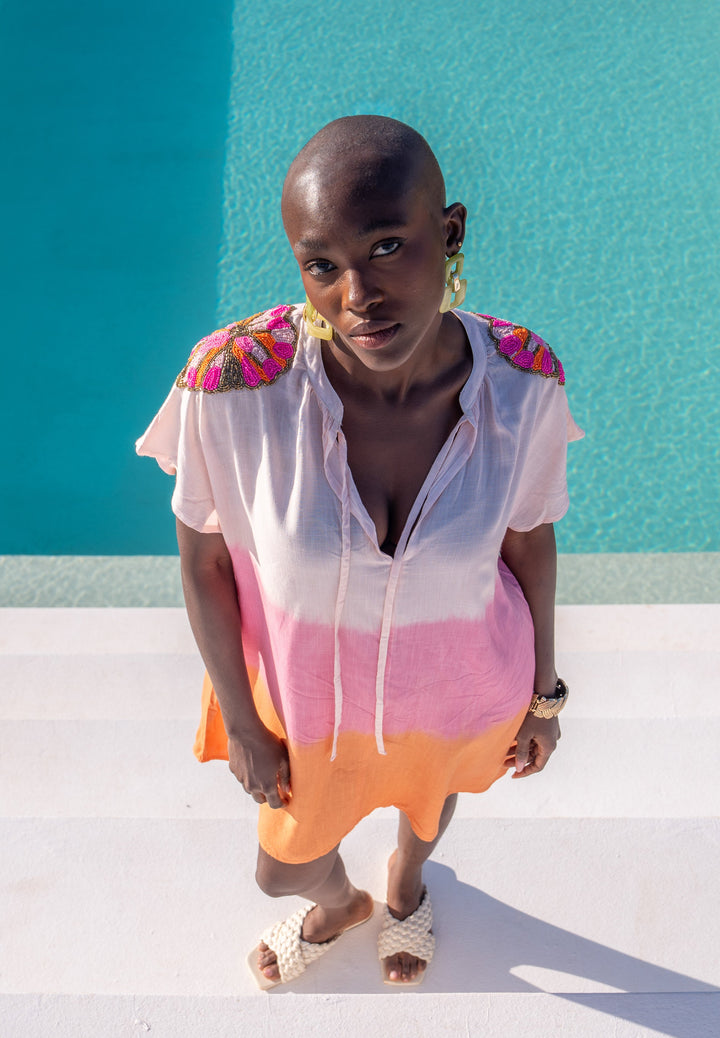Robe Courte Fluide à Détails Brodés Juba - Taille unique: