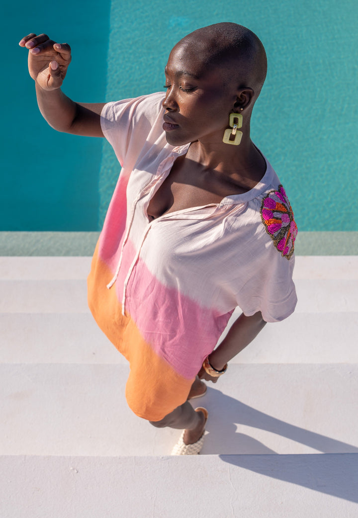 Robe Courte Fluide à Détails Brodés Juba - Taille unique: