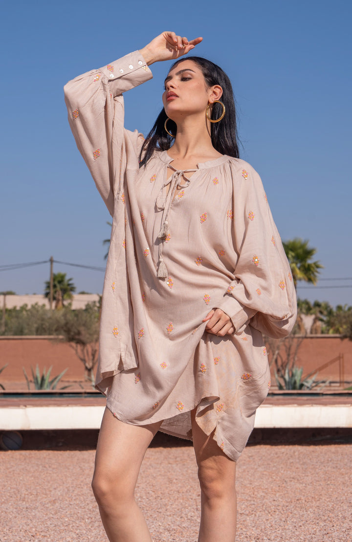 Robe Courte Fluide à Sequins Noko - Taille unique: 36 au 42