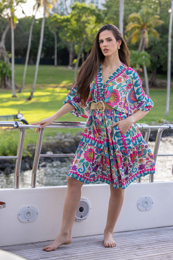 Robe courte oversize imprimé Sonia - Taille unique: 36