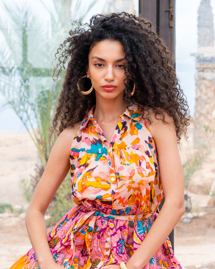 Robe Courte Sans Manches Col V Perou - Taille unique 36-44