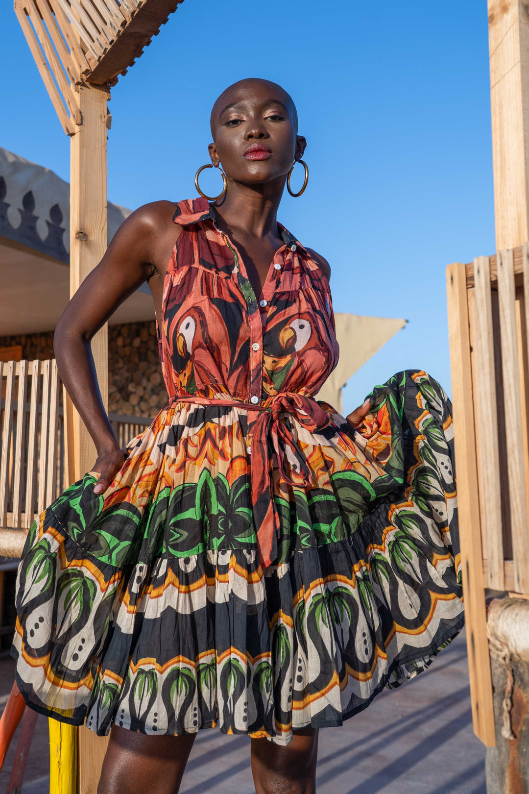 Robe Courte Sans Manches Col V Perou - Taille unique 36-44