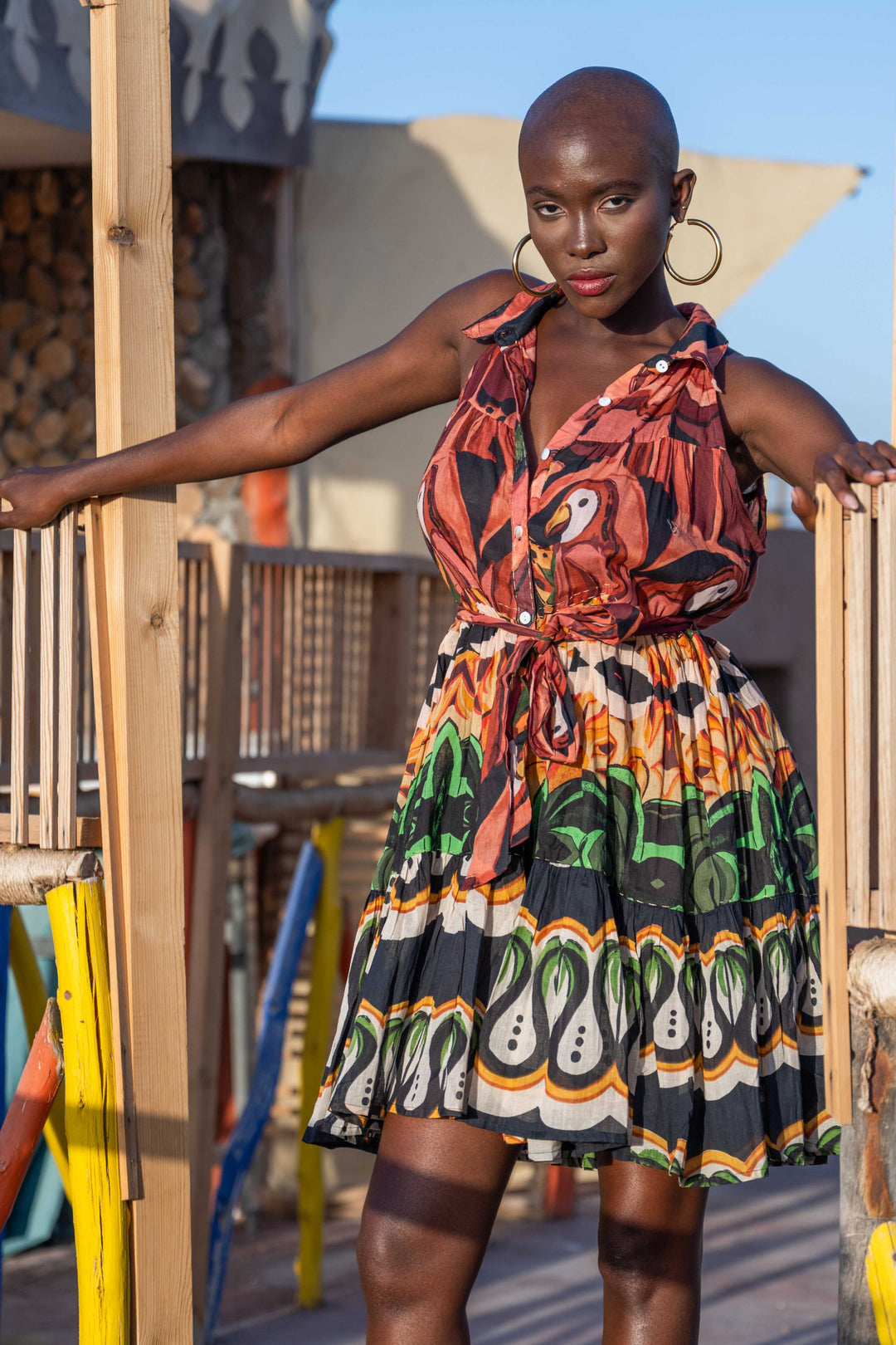 Robe Courte Sans Manches Col V Perou - Taille unique 36-44