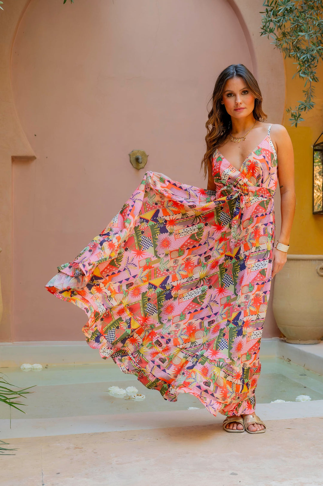 Bretelle Robe Longue Fluide Imprimée Robe Longue Fluide Imprimée 2025