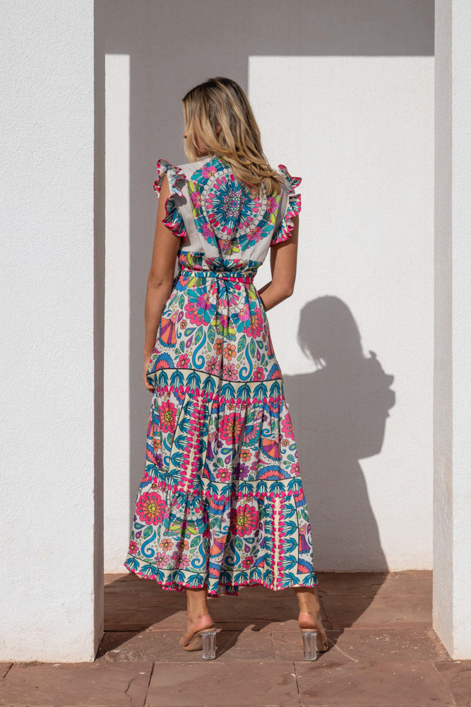 Robe longue à manches volantées Saurene - Taille unique: 36