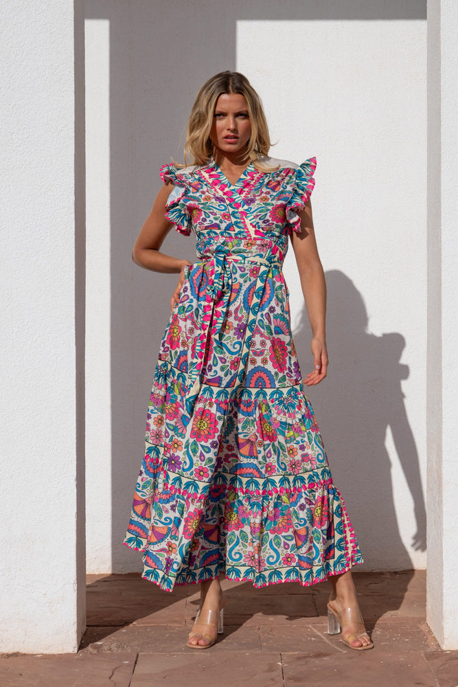 Robe longue à manches volantées Saurene - Taille unique: 36