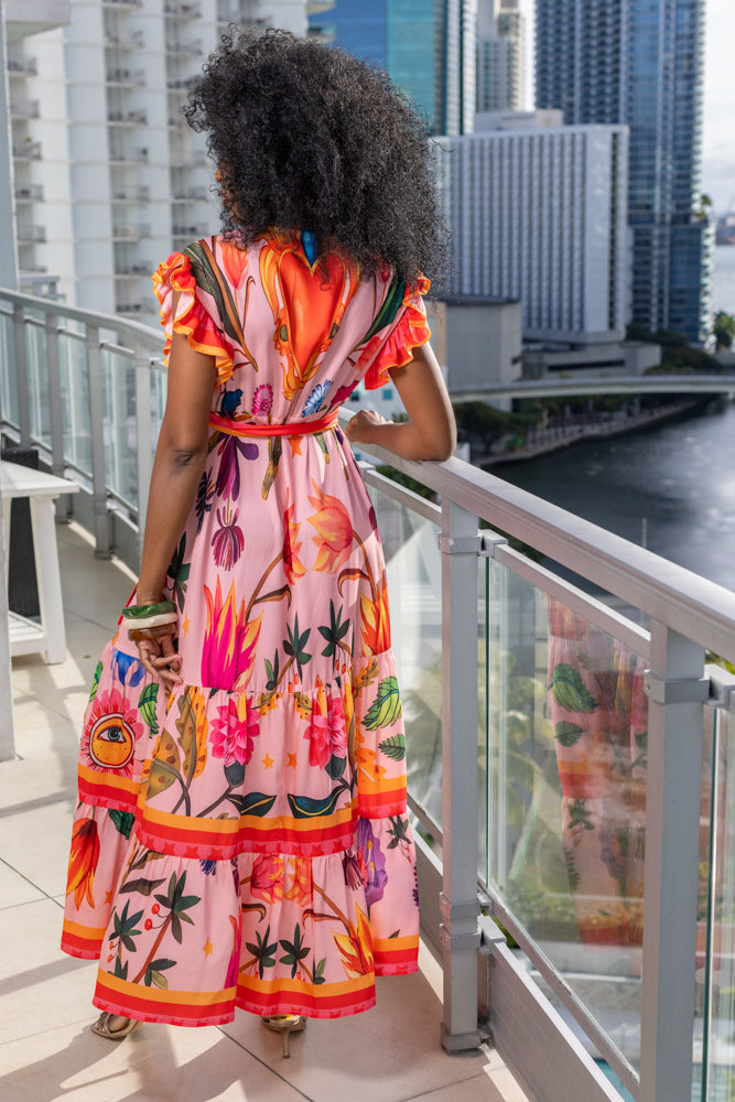 Robe longue à manches volantées Saurene - Taille unique: 36