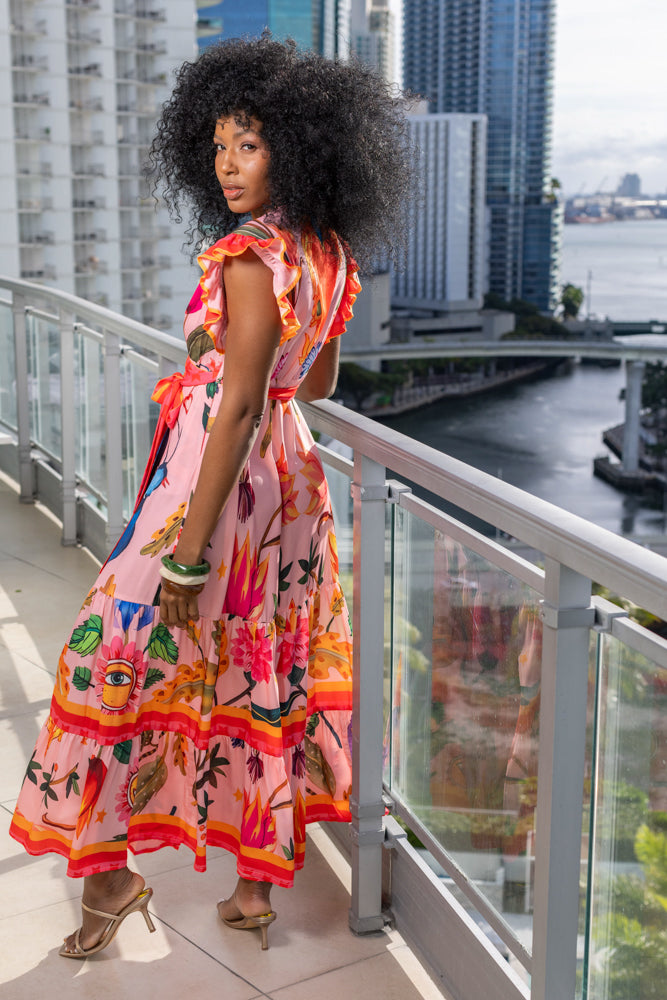 Robe longue à manches volantées Saurene - Taille unique: 36