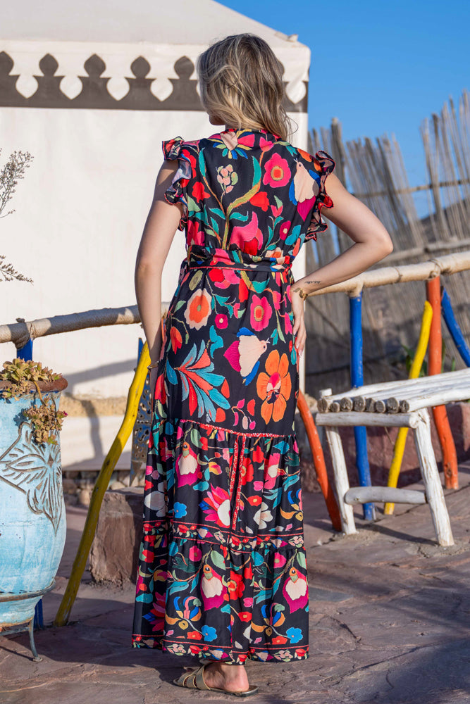 Robe longue à manches volantées Saurene - Taille unique: 36