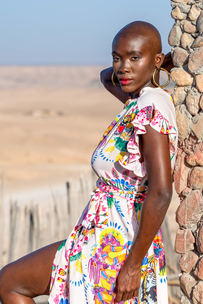 Robe longue à manches volantées Saurene - Taille unique: 36