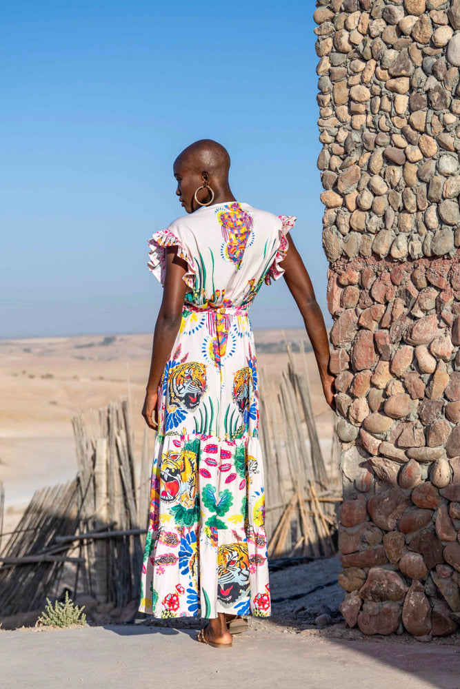Robe longue à manches volantées Saurene - Taille unique: 36