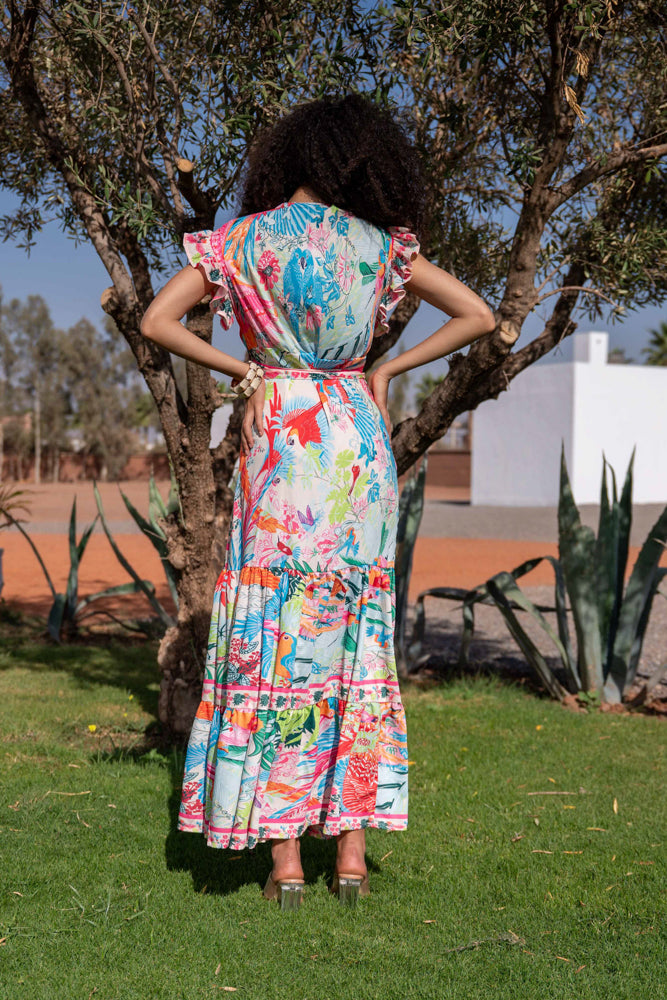 Robe longue à manches volantées Saurene - Taille unique: 36