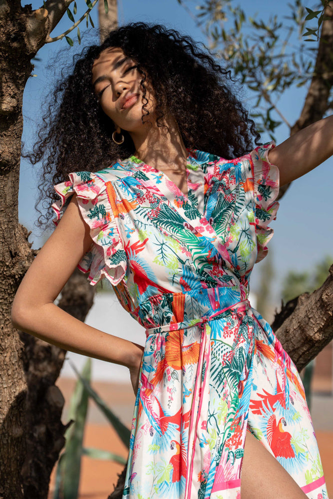 Robe longue à manches volantées Saurene - Taille unique: 36