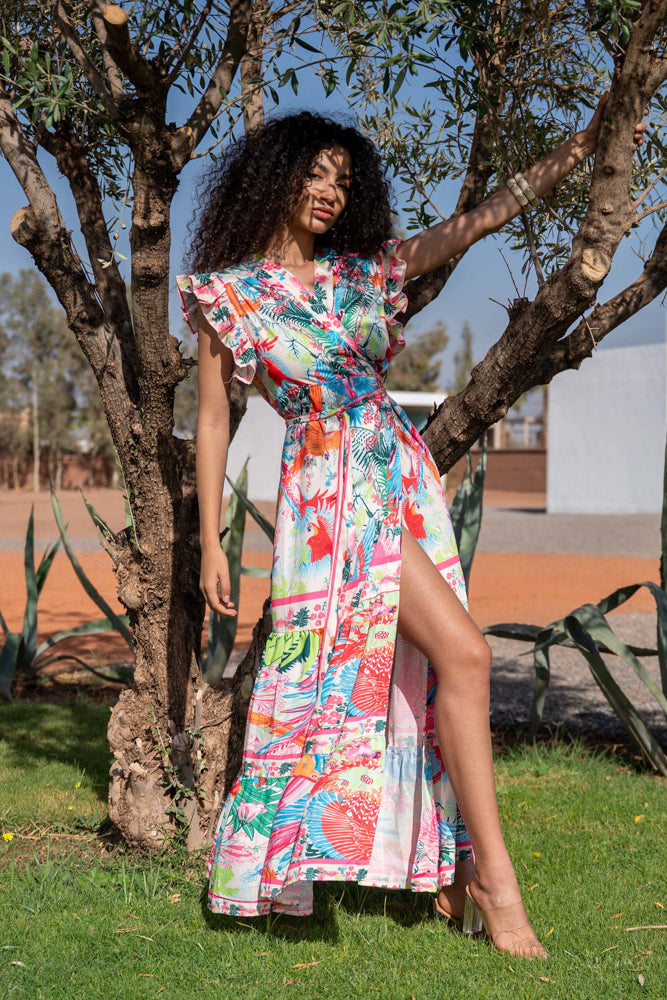Robe longue à manches volantées Saurene - Taille unique: 36