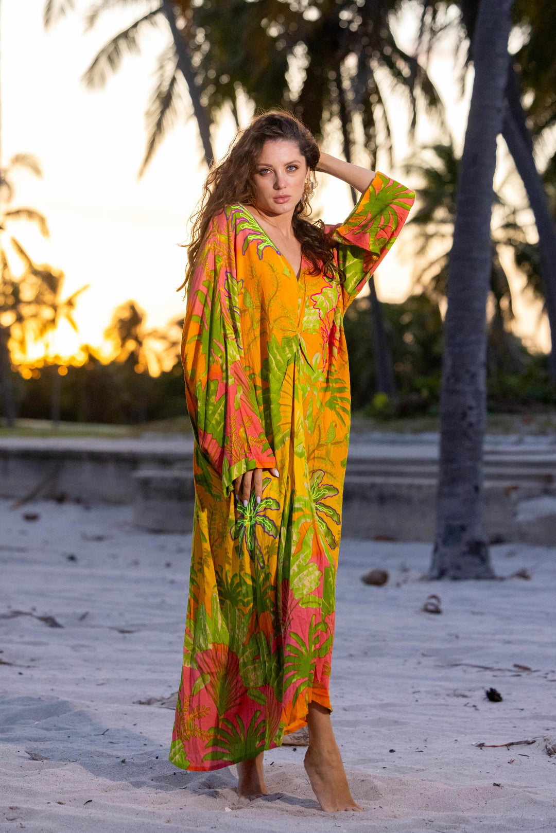 Robe longue ample imprimé tropical Scarlette - Taille
