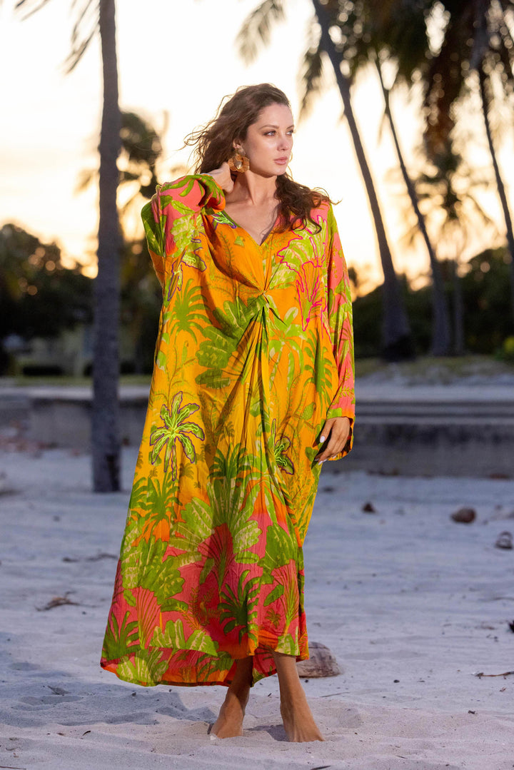 Robe longue ample imprimé tropical Scarlette - Taille
