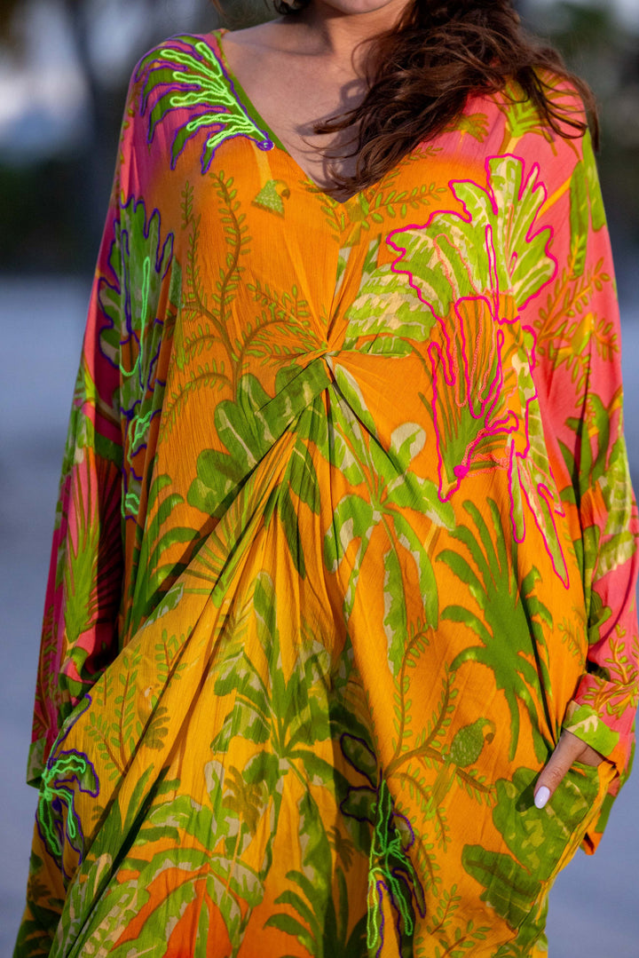 Robe longue ample imprimé tropical Scarlette - Taille