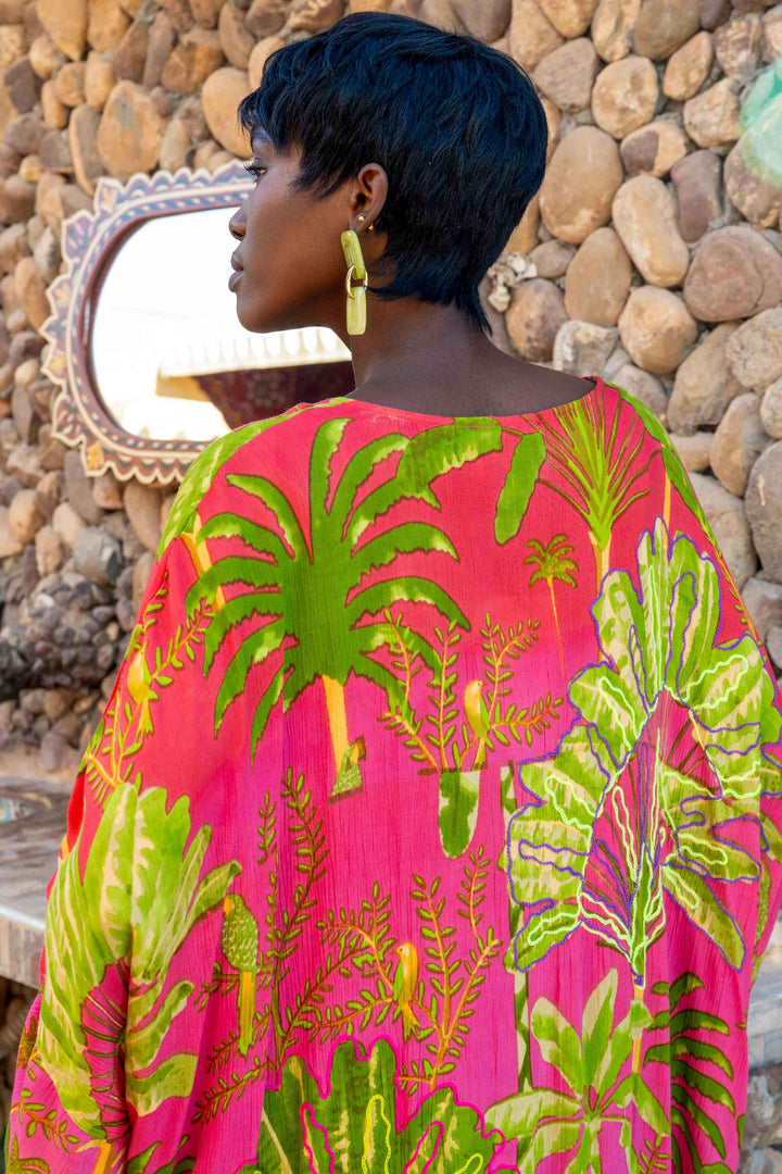 Robe longue ample imprimé tropical Scarlette - Taille