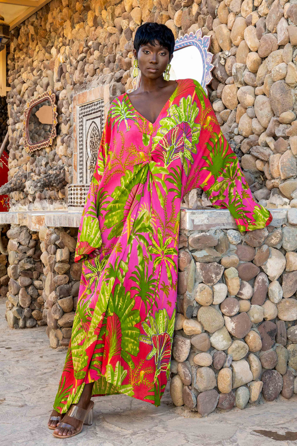 Robe longue ample imprimé tropical Scarlette - Taille