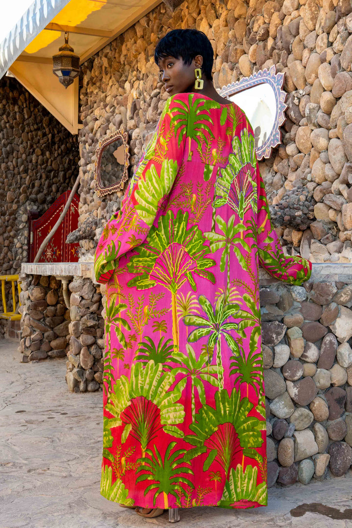 Robe longue ample imprimé tropical Scarlette - Taille