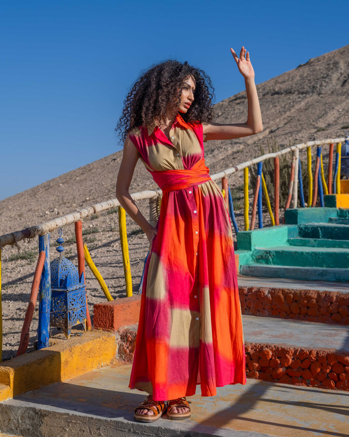 Robe Longue Chemise Ceinturée Kyani - Robes