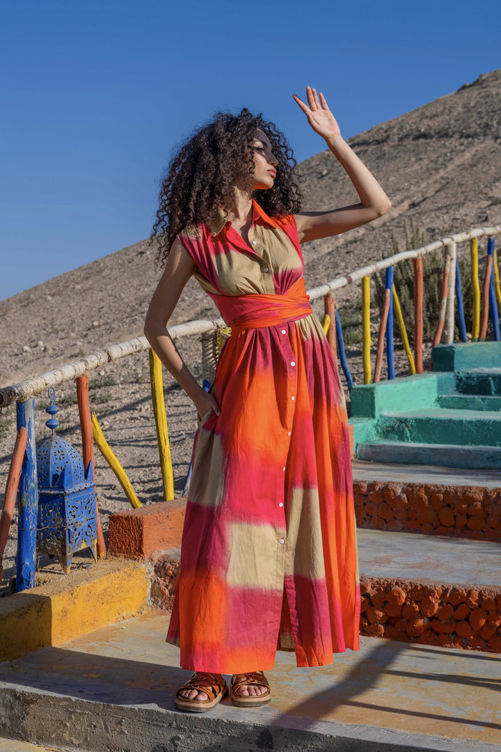 Robe Longue Chemise Ceinturée Kyani - Robes