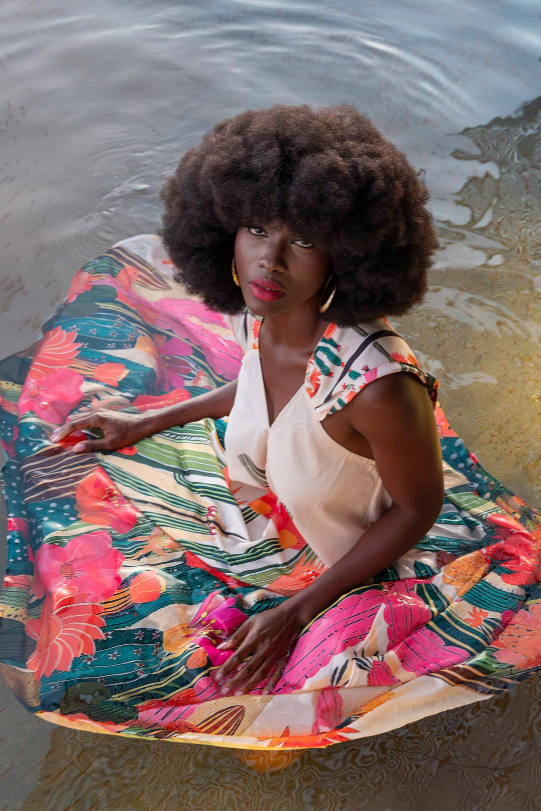 Robe longue col v Solany - Robes