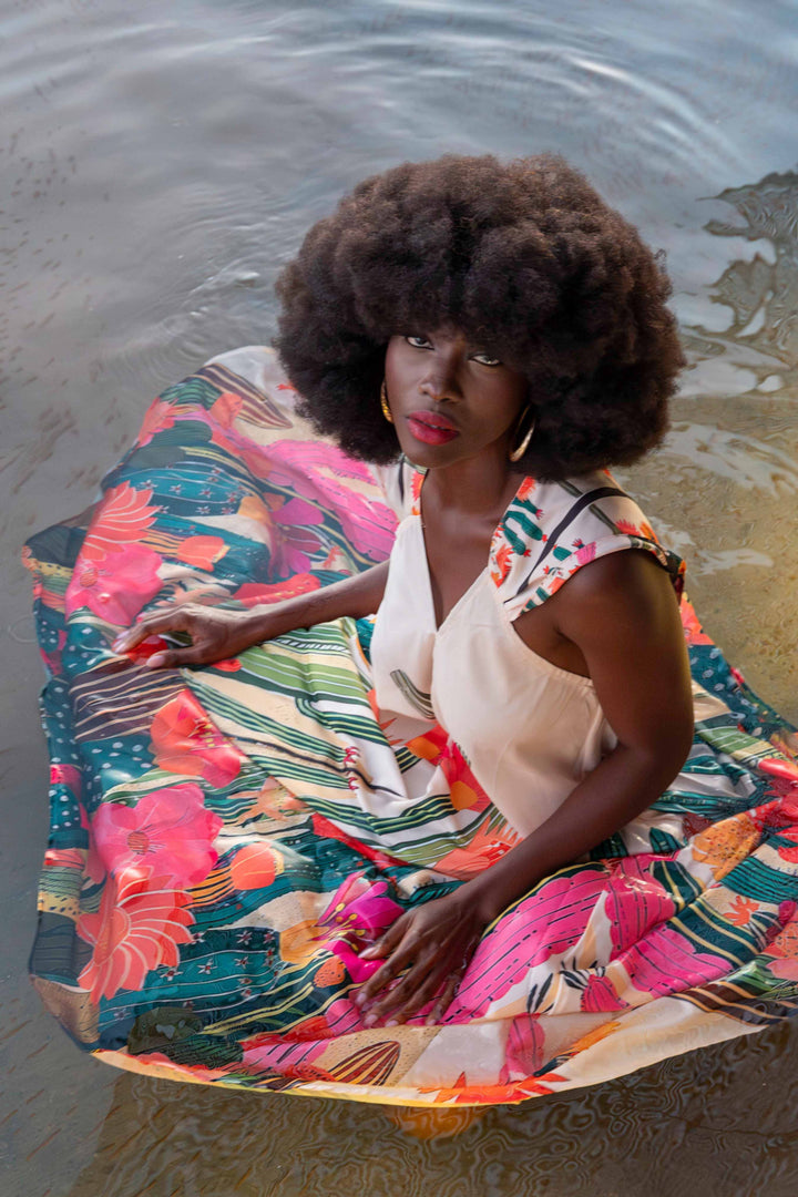 Robe longue col v Solany - Robes