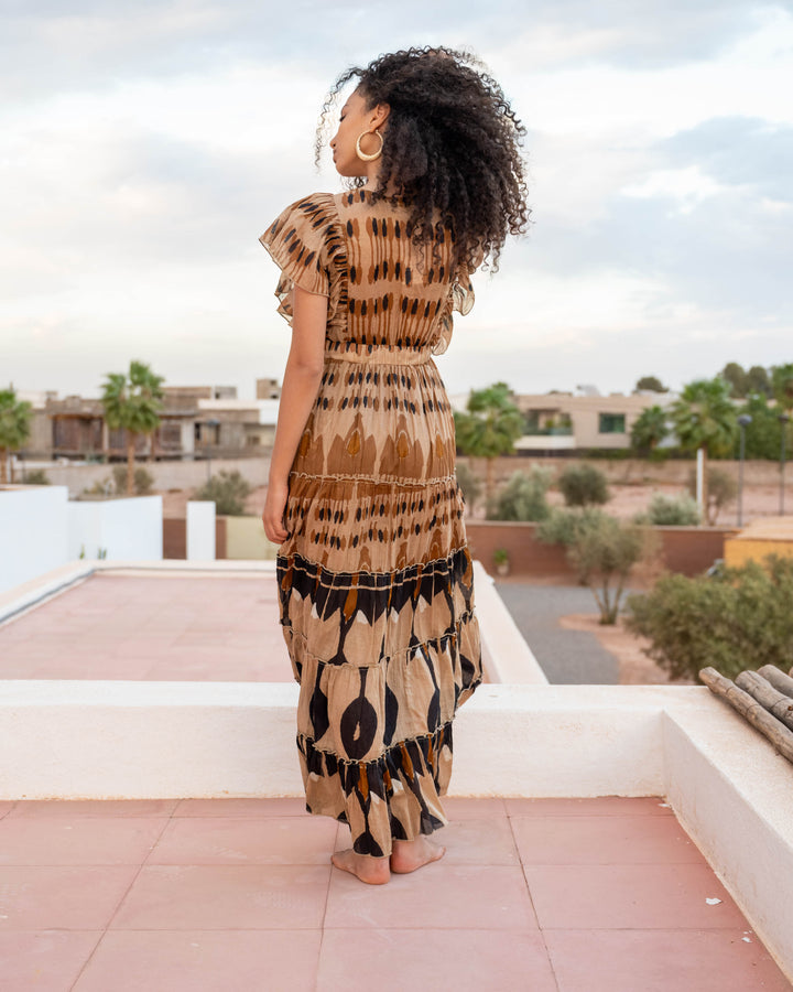 Robe Longue Décolleté V Froncé Hilton - Taille unique 34-38