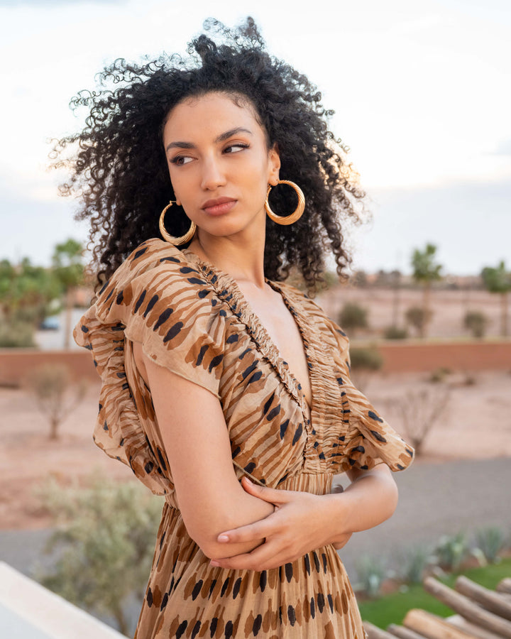 Robe Longue Décolleté V Froncé Hilton - Taille unique 34-38