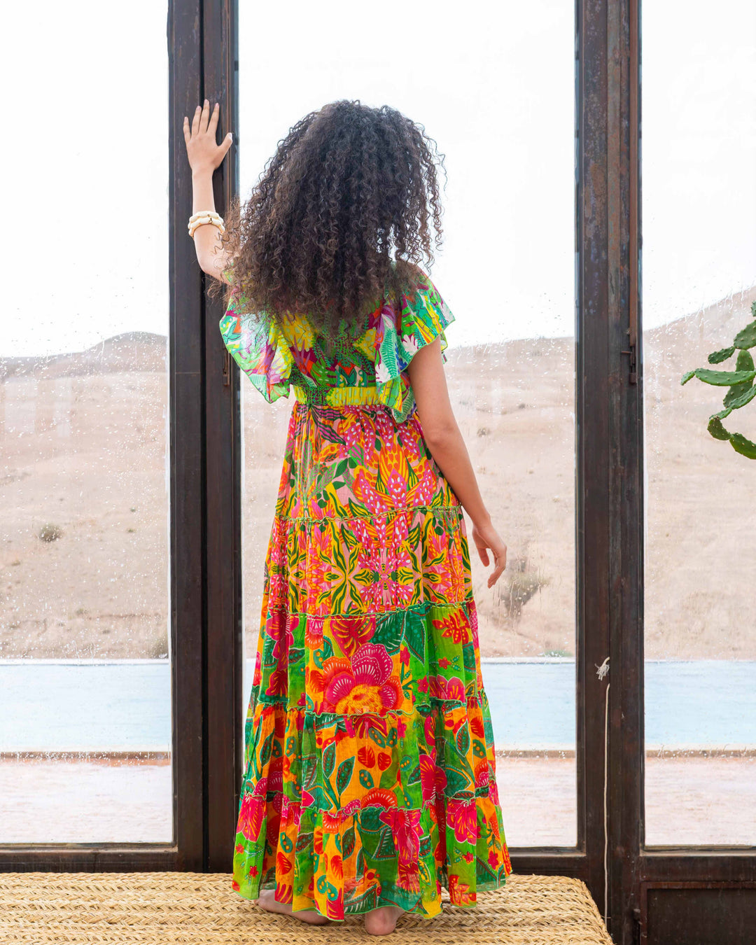 Robe Longue Décolleté V Froncé Hilton - Taille unique 34-38