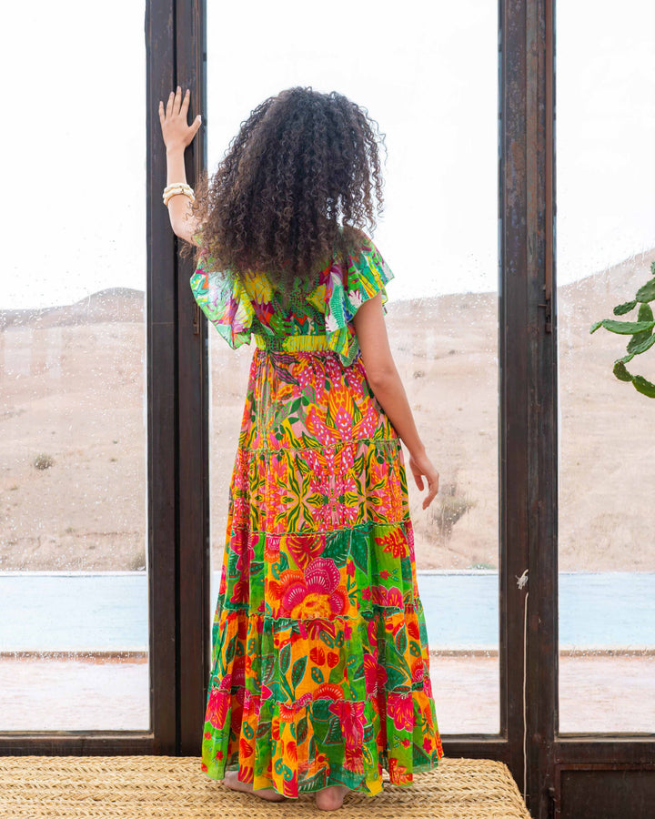 Robe Longue Décolleté V Froncé Hilton - Taille unique 34-38