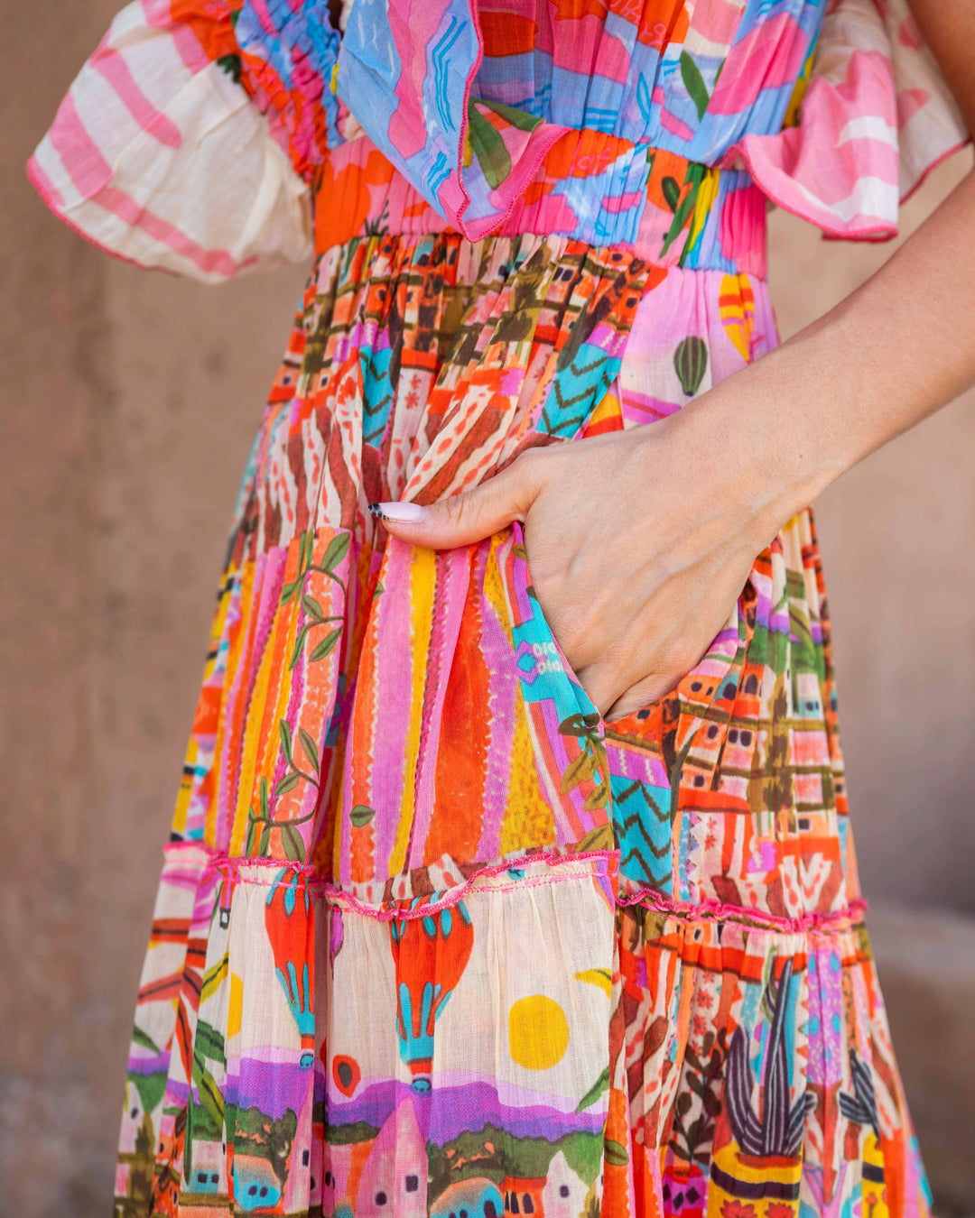 Robe Longue Décolleté V Froncé Hilton - Taille unique 34-38